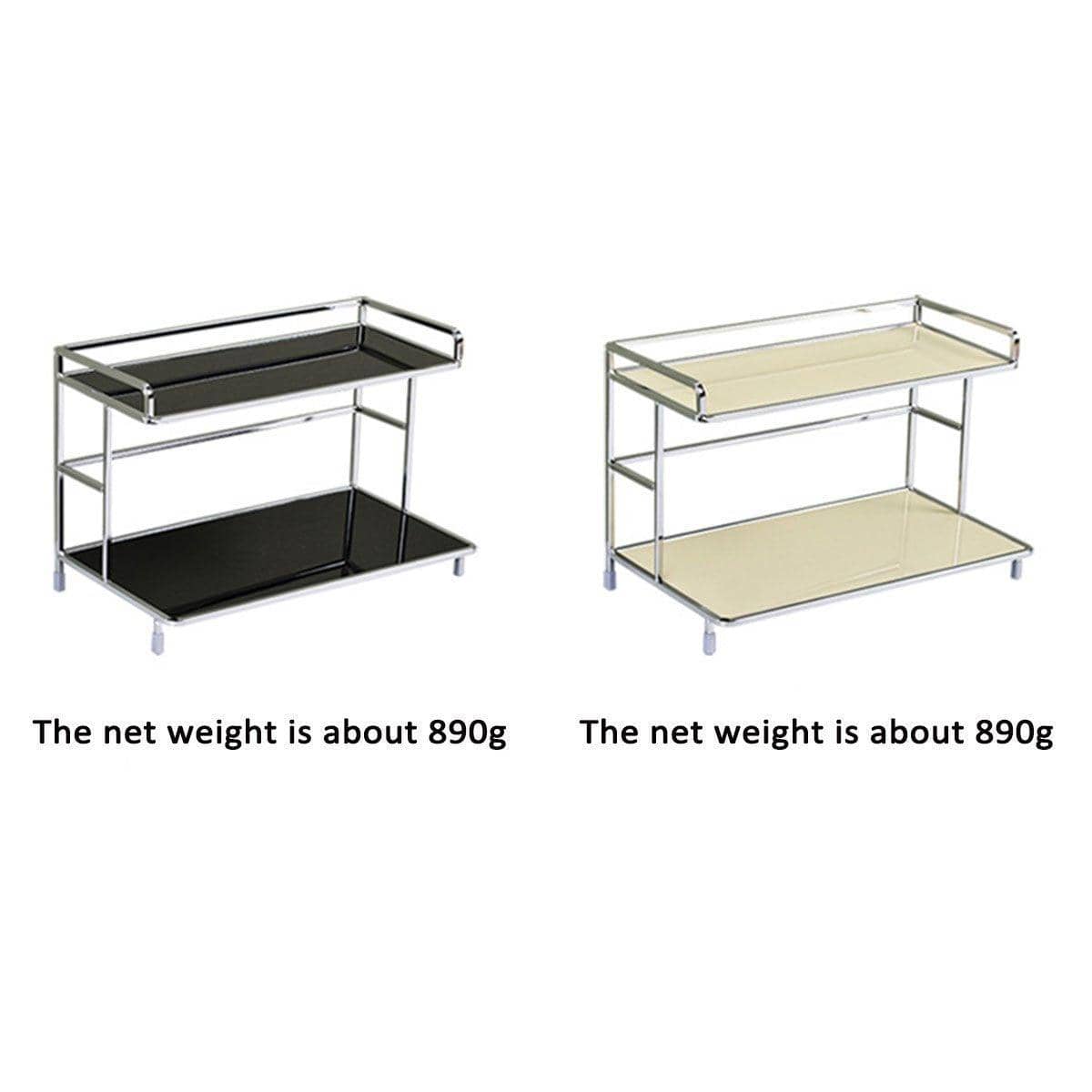 Two-Tier Iron Storage Rack for Kitchen, Bathroom or Desk - Black - view 5