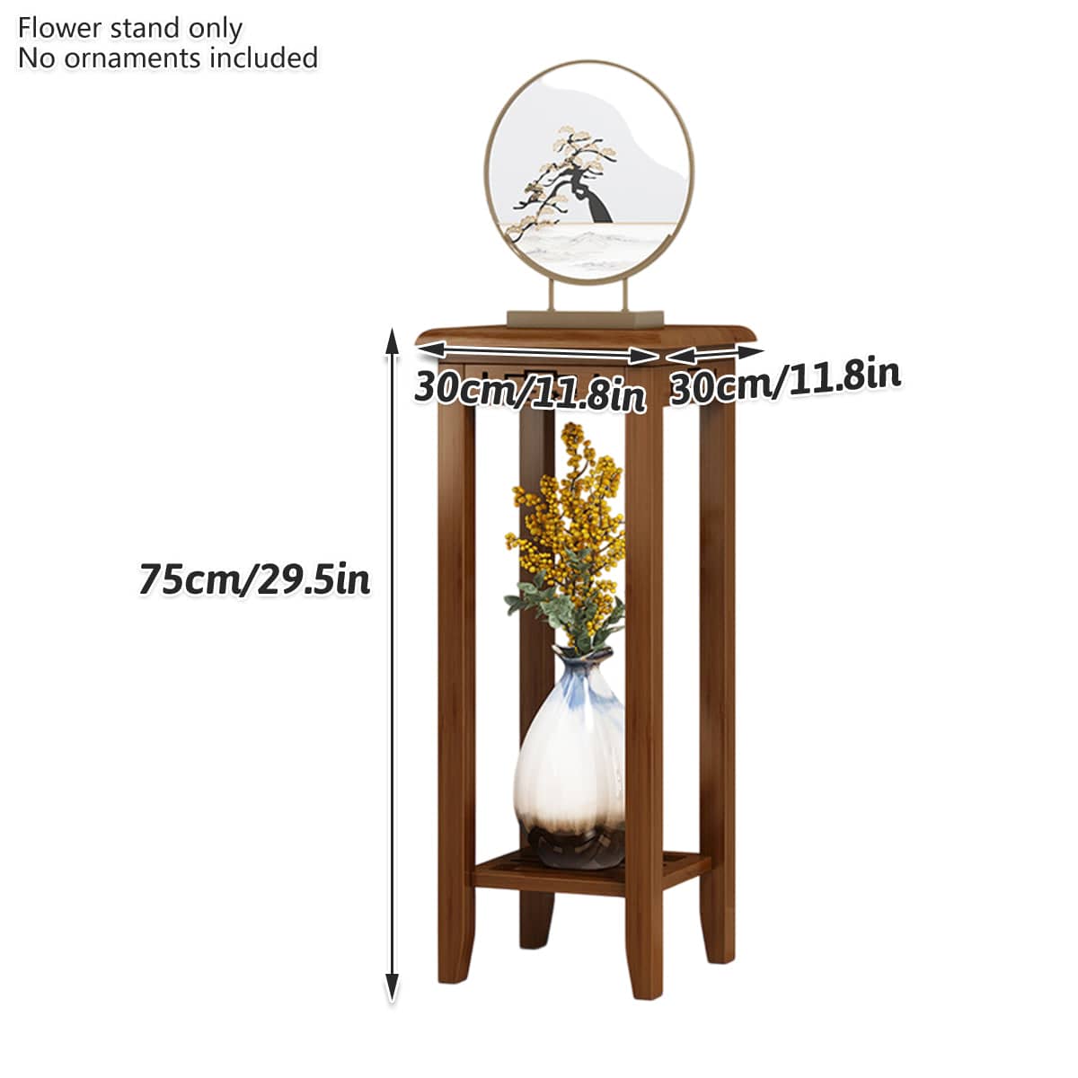 Two-Tier Plant Stand, Brown, 30 x 30 x 75 cm - view 3