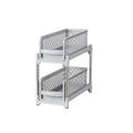 Two-Tier Pull-Out Storage Rack for Kitchen and Bathroom - Grey