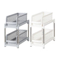 Two-Tier Pull-Out Storage Rack for Kitchen and Bathroom - White - view 3