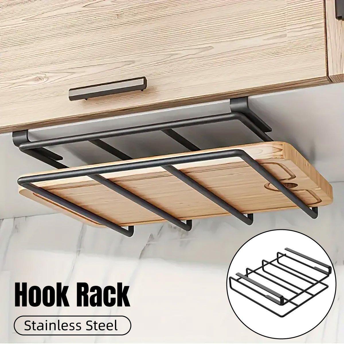 Two-Tier Stainless Steel Kitchen Organiser Rack - Black