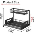 Two-Tier Under Sink Storage Rack Kitchen Cabinet Organiser with Sliding Basket - White - view 4