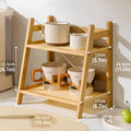 Two Tier Wooden Cup and Flower Pot Storage Rack for Kitchen and Living Room - view 3
