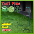 U-Shape Artificial Grass Turf Pins, Pack of 50 - Anti-Rust Steel Lawn Pegs