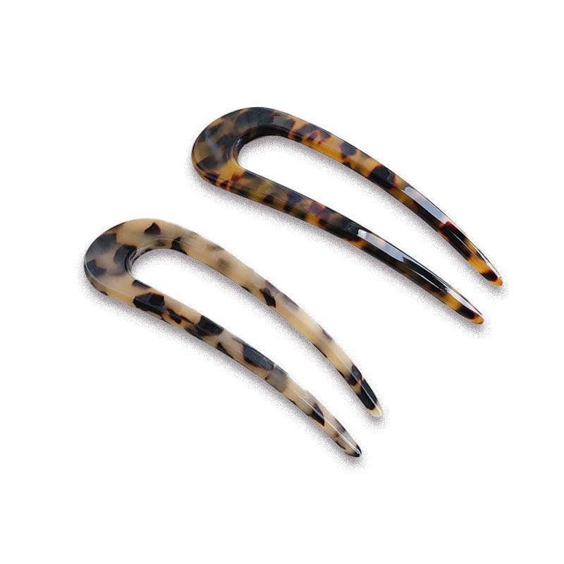 U-Shape Hair Clips Hair Pin Sticks, Pack of 2 - Light Brown - view 3
