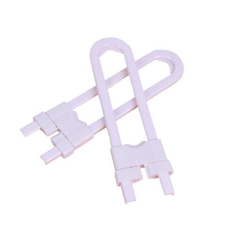 U-Shaped Cabinet Drawer Door Safety Lock, White - Pack of 2