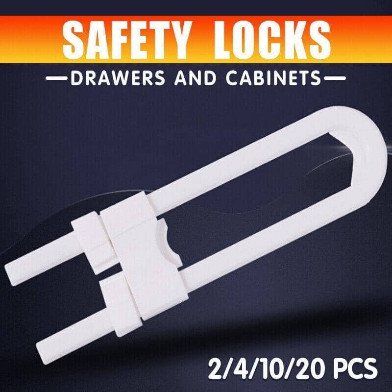U-Shaped Cabinet Drawer Door Safety Lock, White - Pack of 2 - view 2