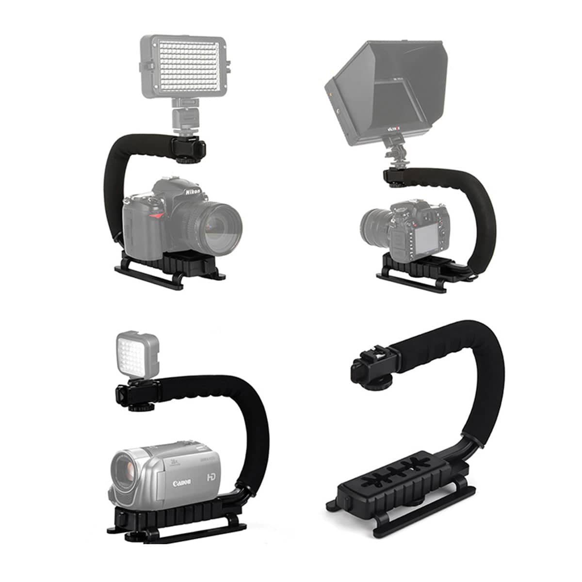 U Shaped Camera Stabilizer Rig for DSLR Video Shooting with Hot Shoe Mount - view 5