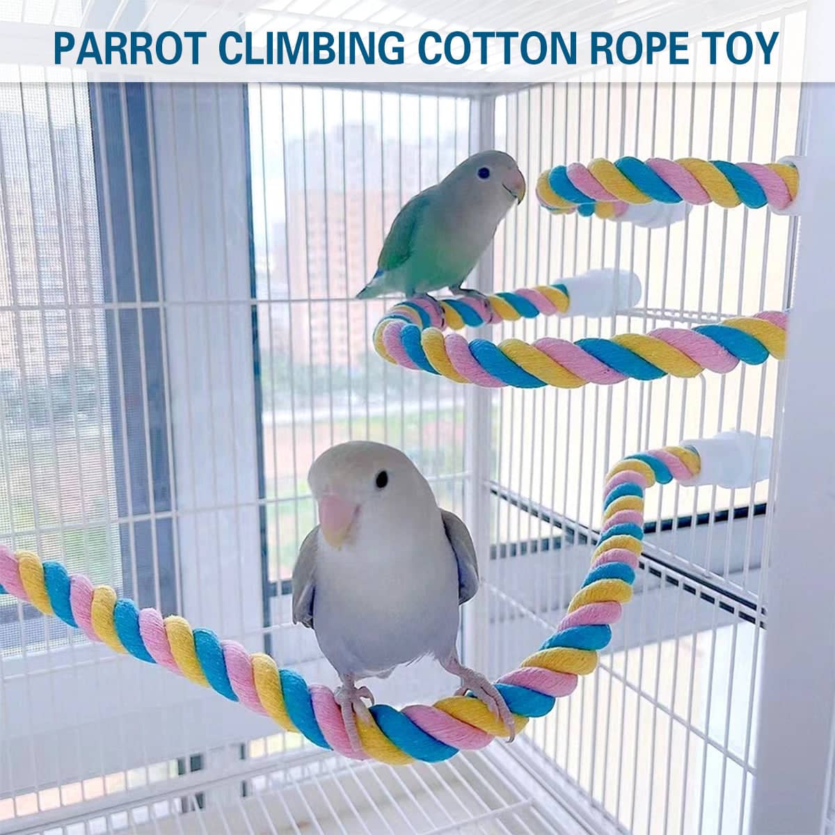 U-Shaped Cotton Rope Parrot Perch for Bird Cage - 120cm - view 5