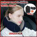 U-Shaped Memory Foam Travel Neck Pillow with Sleep Mask and Earplugs - Navy Blue