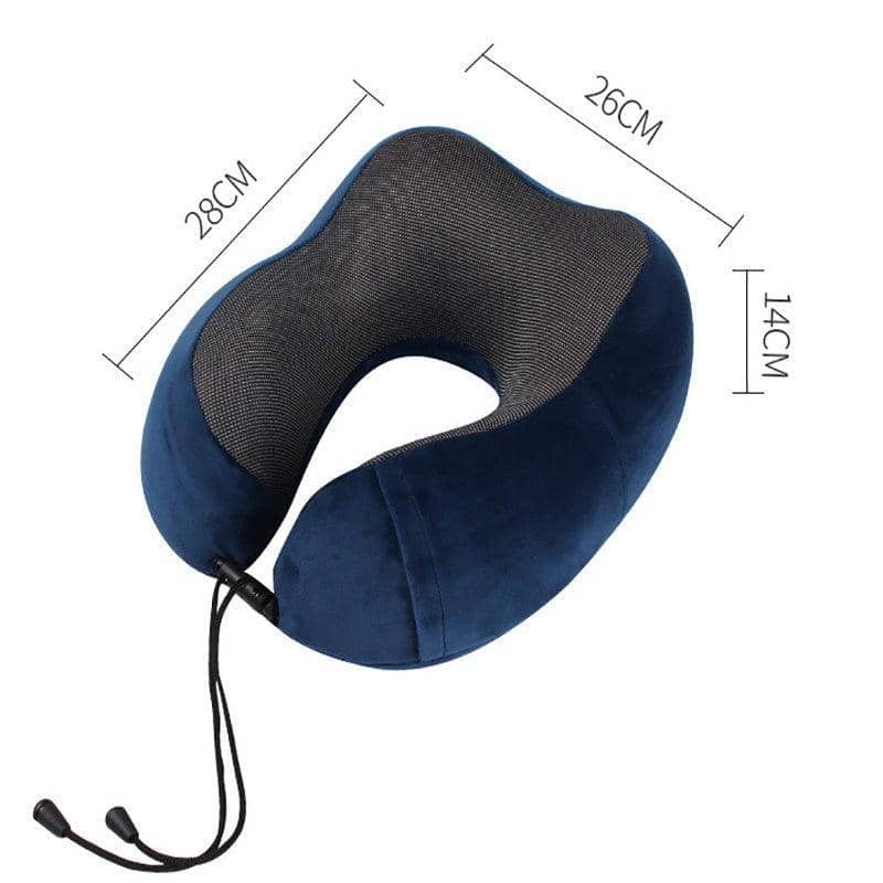 U-Shaped Memory Foam Travel Neck Pillow with Sleep Mask and Earplugs - Navy Blue - view 3
