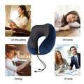 U-Shaped Memory Foam Travel Neck Pillow with Sleep Mask and Earplugs - Navy Blue - view 5