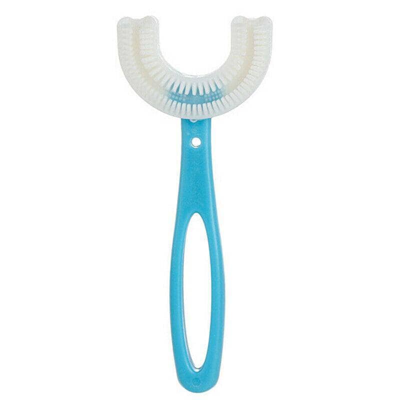 U-Shaped Silicone Kids Toothbrush - Blue, 6 to 12 Years Old