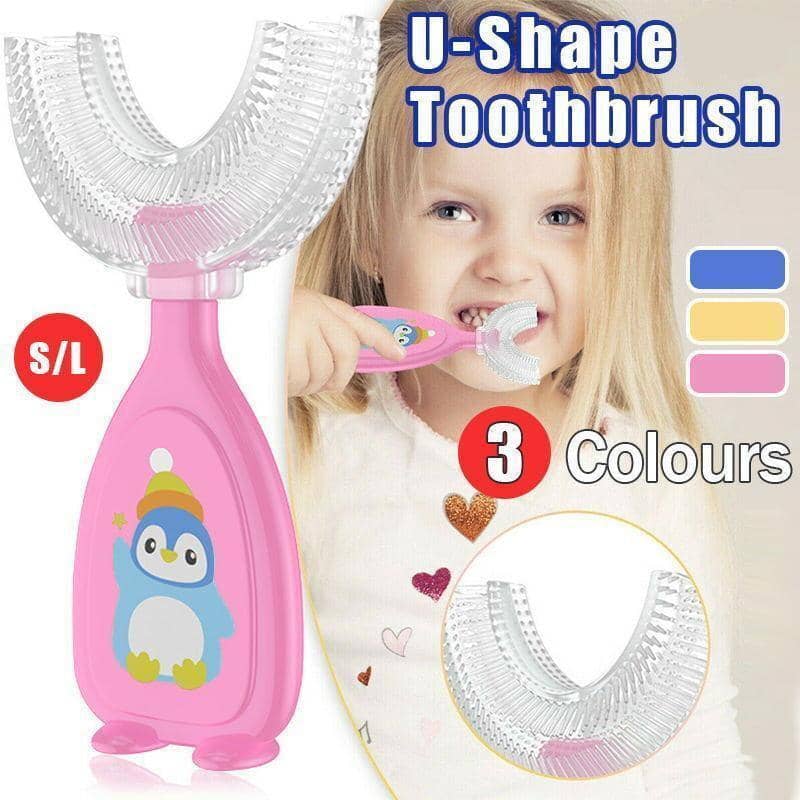 U-Shaped Silicone Kids Toothbrush, Size L (5cm Brush Head) - Blue - view 2
