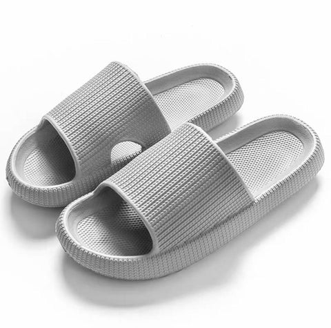 Ultra-Soft EVA Pillow Slides, Thick Cushioned Sole - Grey, EU 44-45
