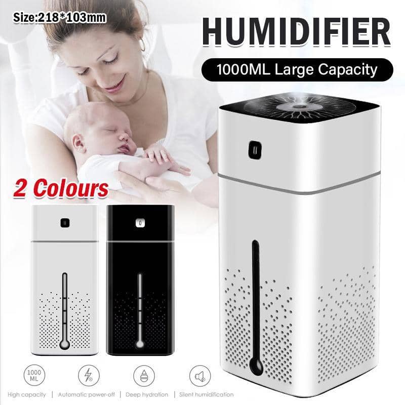 Ultrasonic Humidifier with LED Light, USB, 1 L - White - view 2
