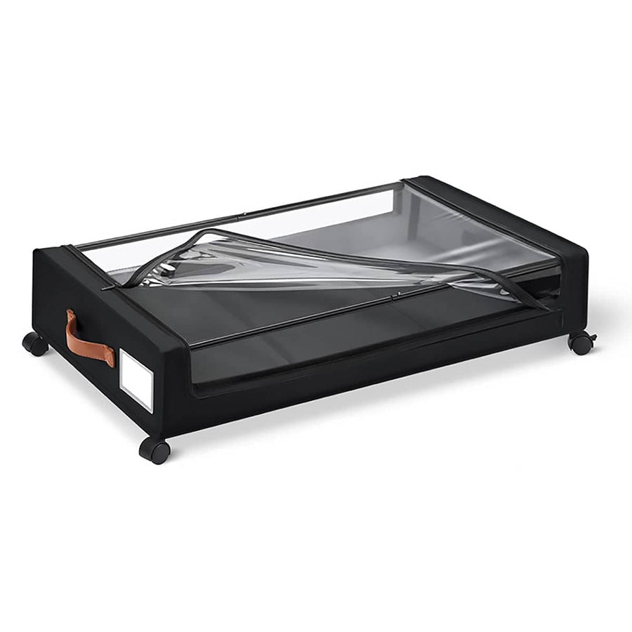 Under Bed Storage Bin with Wheels and Clear Lid - Black