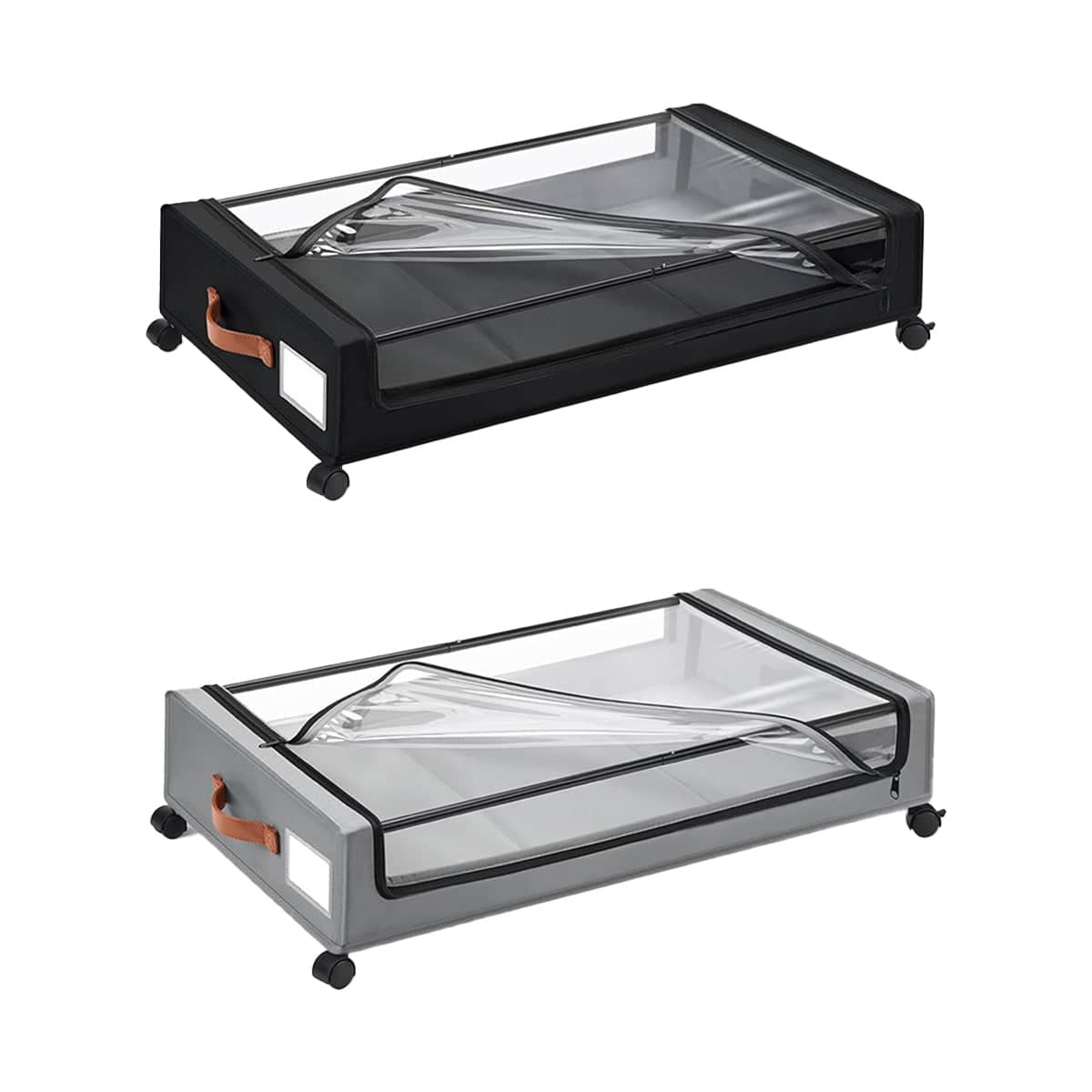 Under Bed Storage Bin with Wheels and Clear Lid - Black - view 3