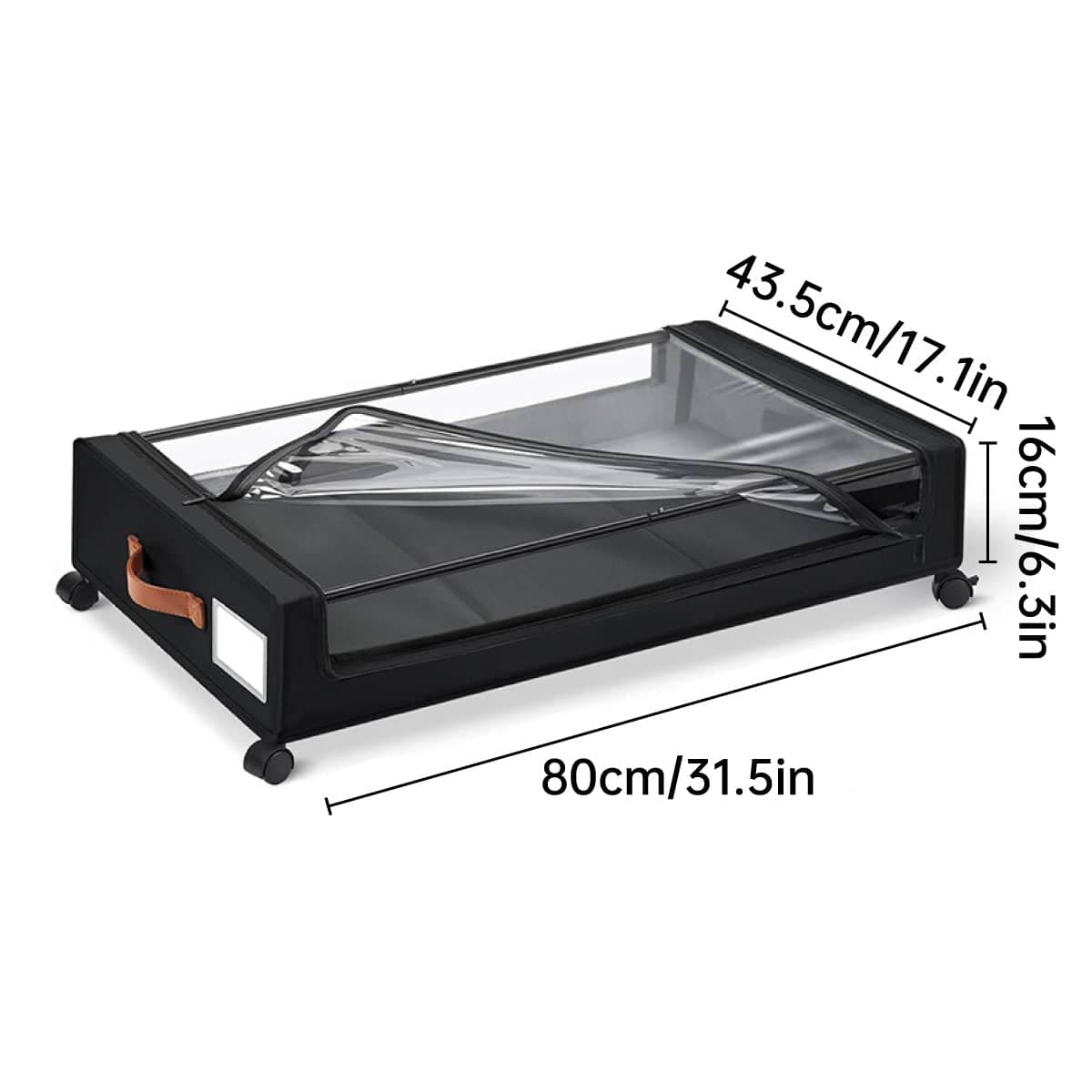 Under Bed Storage Bin with Wheels and Clear Lid - Black - view 4
