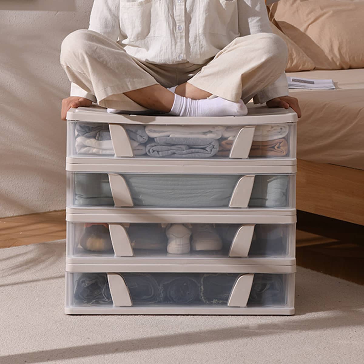 Under Bed Storage Drawer with Wheels - Large Capacity Dustproof, Space Saving - view 5