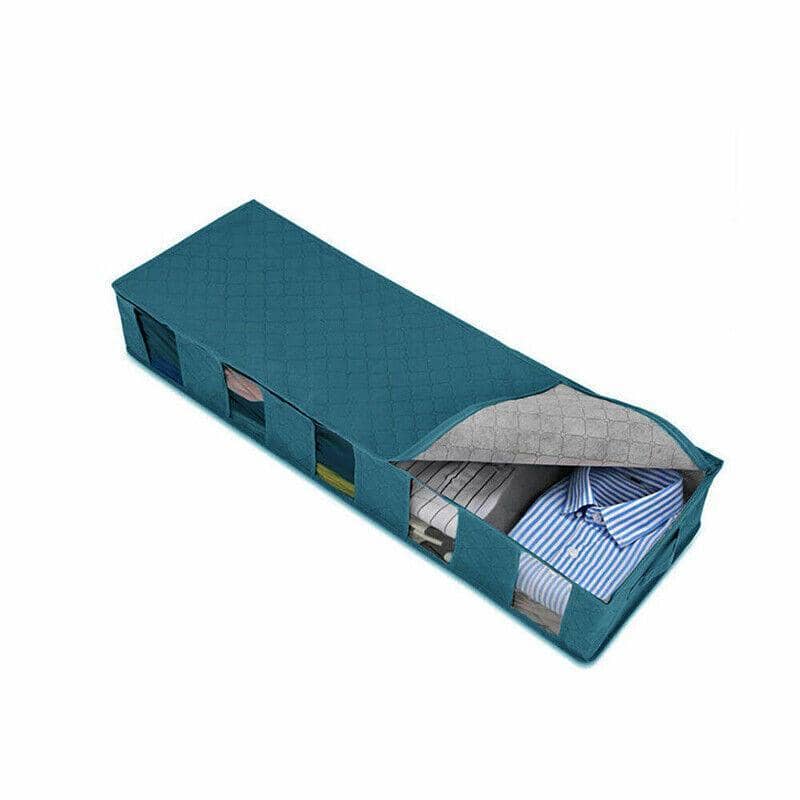 Under Bed Storage Organiser Bag with 5 Compartments, Large Capacity - Blue