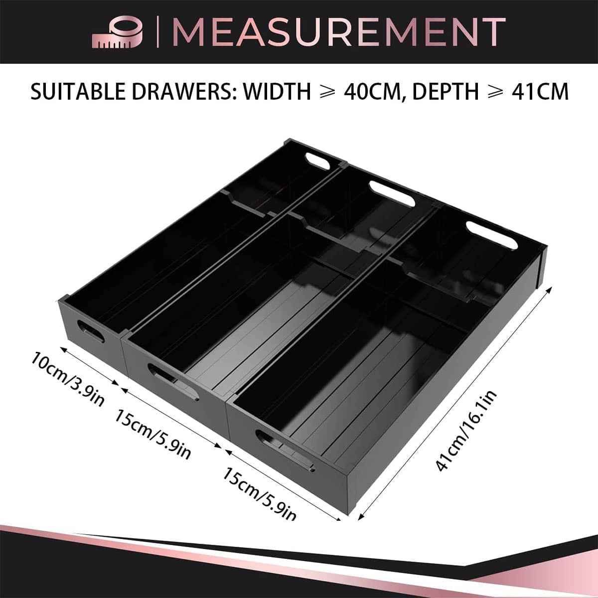 Under Cabinet Drawer Organiser Bin for Cutlery and Utensils - view 3