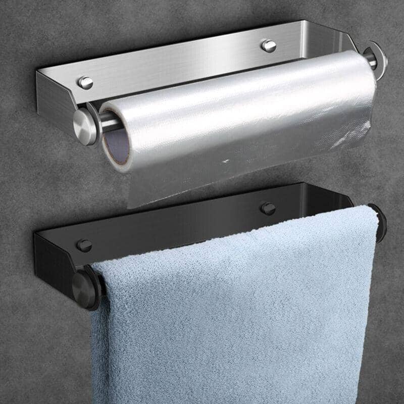Under Cabinet Paper Towel Holder, Stainless Steel Wall Mount - Black - view 5