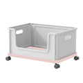 Under Desk Book Storage Box with Wheels - Pink