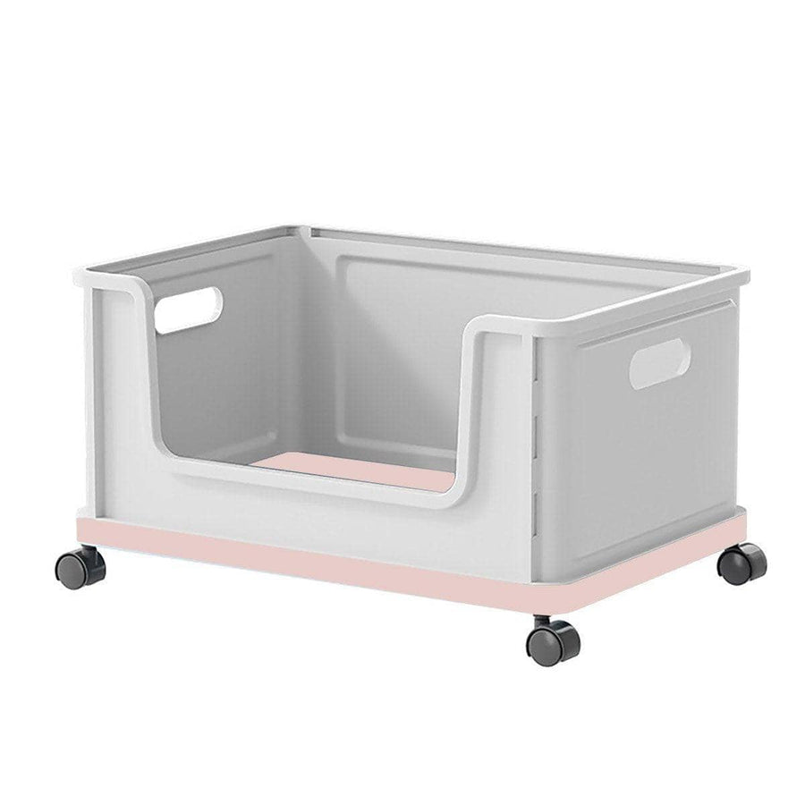 Under Desk Book Storage Box with Wheels - Pink