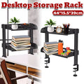 Under Desk Double Layer Storage Shelf Rack Organiser, Black