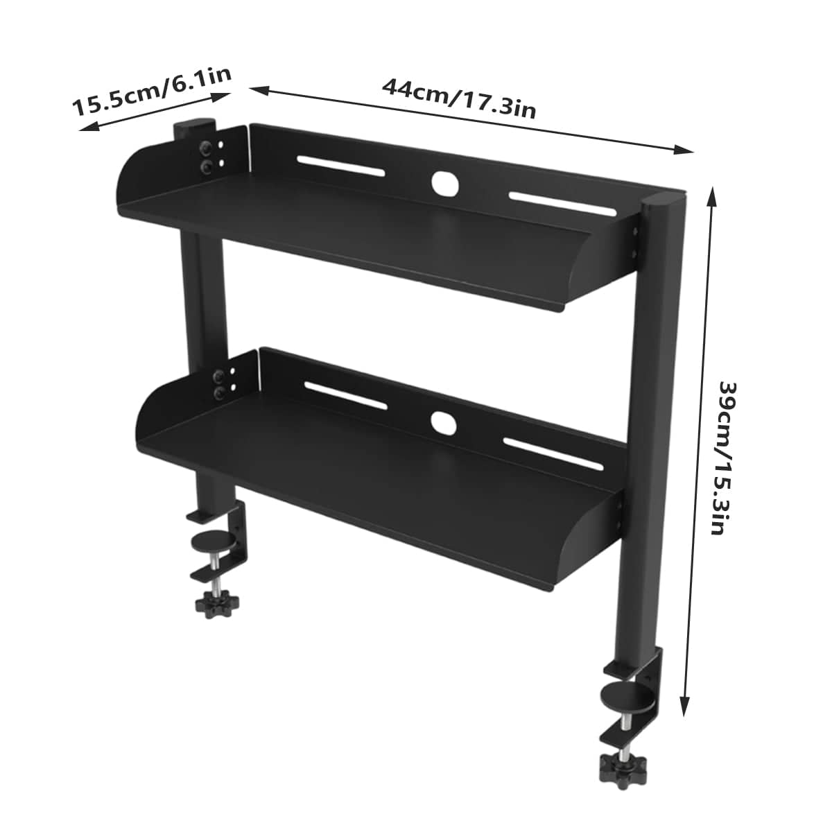 Under Desk Double Layer Storage Shelf Rack Organiser, Black - view 3