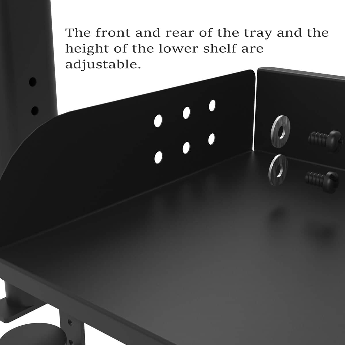 Under Desk Double Layer Storage Shelf Rack Organiser, Black - view 5