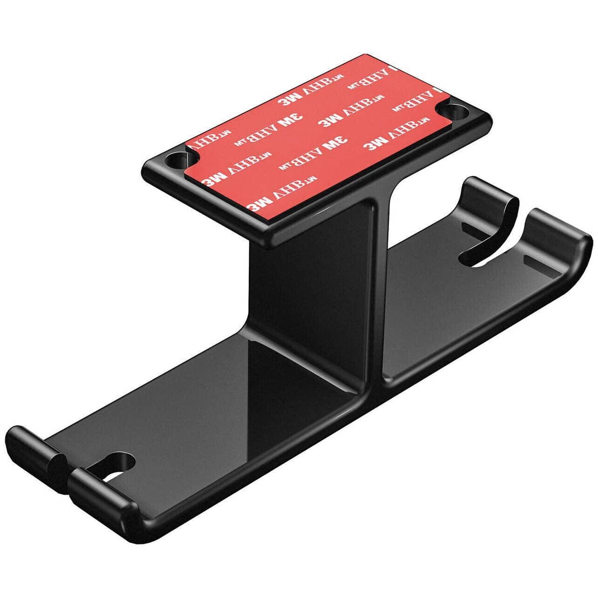 Under Desk Dual Headphone Hanger with Cable Holder - Black