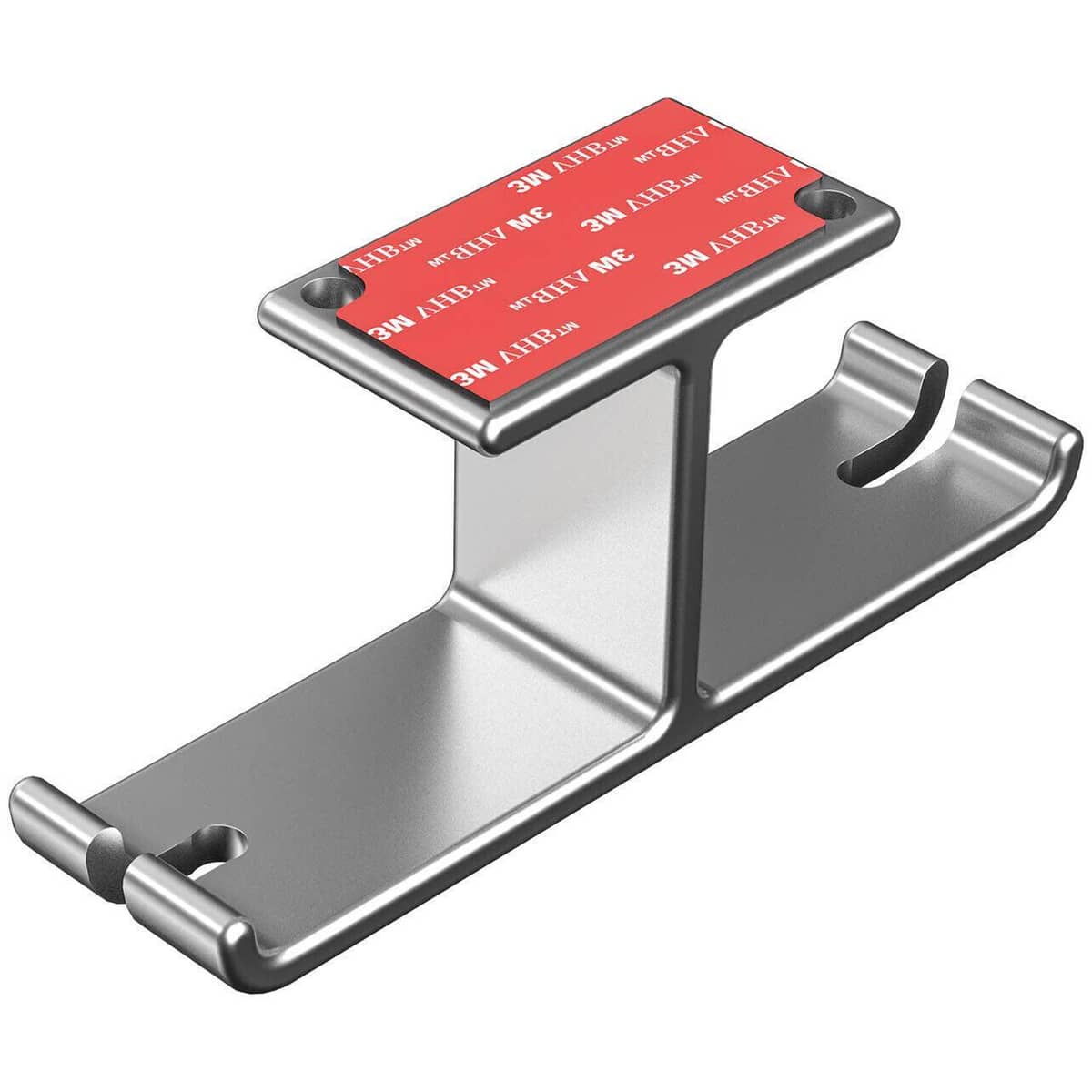 Under Desk Dual Headphone Hanger with Cable Holder - Silver