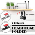 Under Desk Dual Headphone Hanger with Cable Holder - Silver - view 2