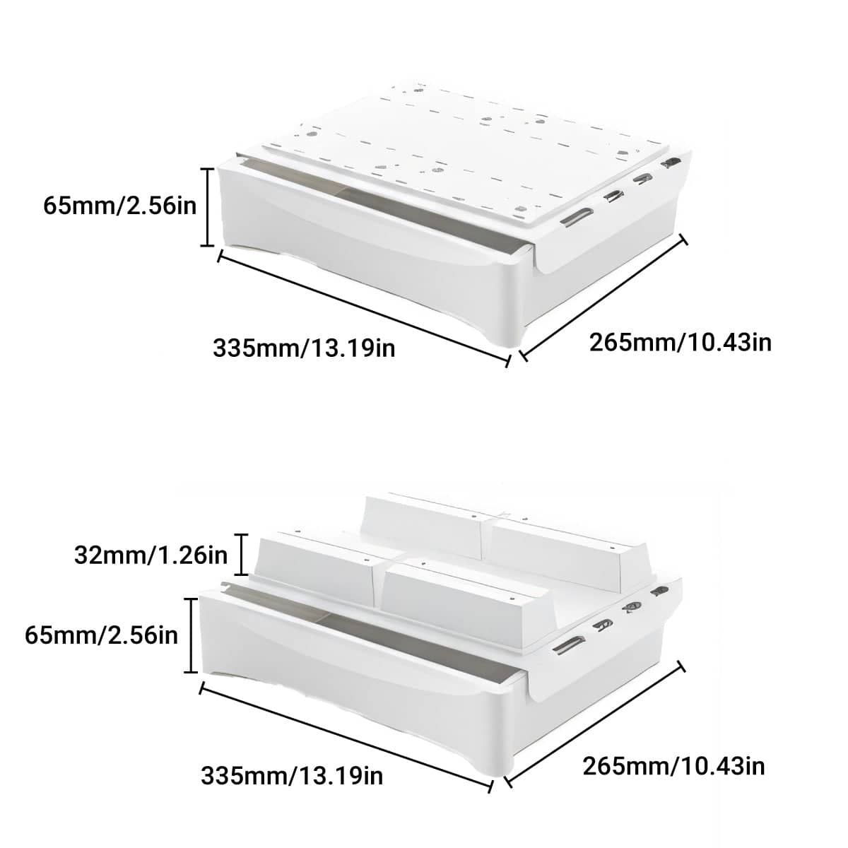 Under Desk Hidden Drawer Storage Tray for Home Office - White - view 4