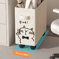 Under Desk Storage Basket on Wheels Rolling Storage Trolley Beige with Black Cat Print - view 4