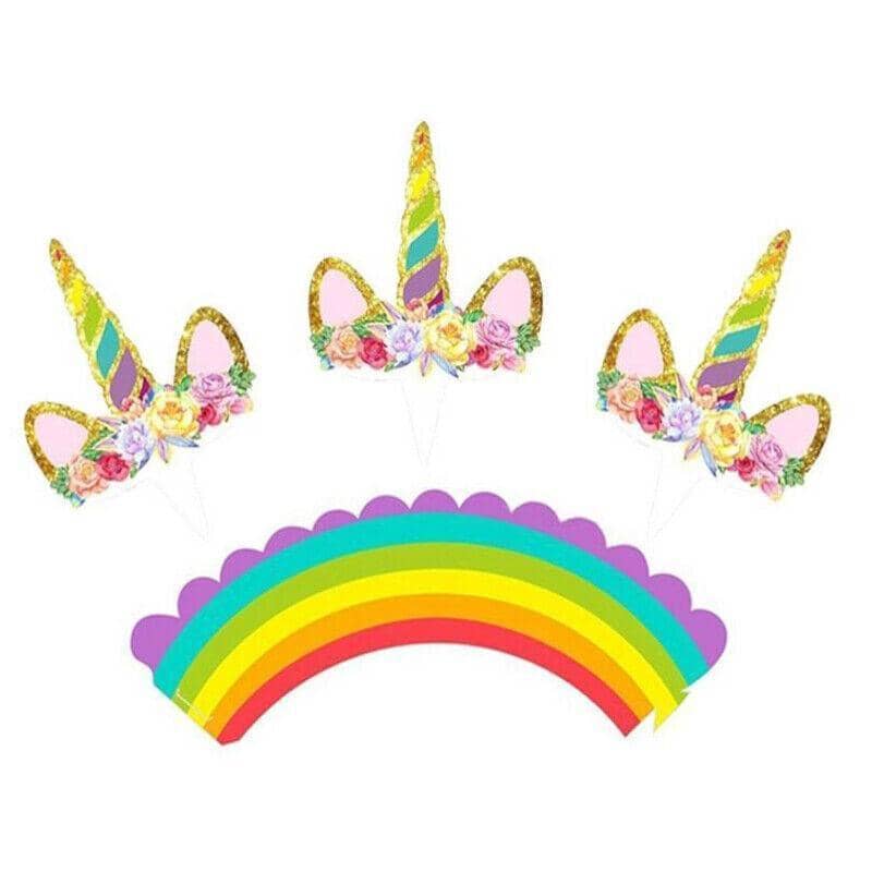 Unicorn Birthday Cupcake Toppers and Wrappers, Pack of 24 - view 2