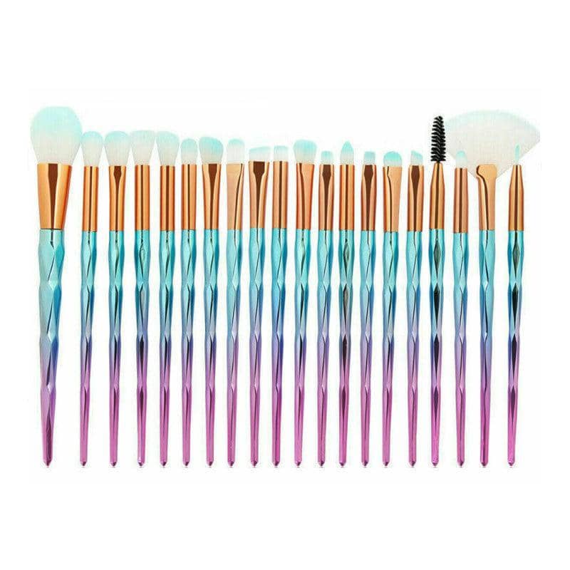 Unicorn Eye Makeup Brush Set, 20 Piece - Blue and Pink