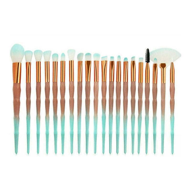 Unicorn Eye Makeup Brush Set, 20 Piece - Brown and Green
