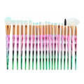 Unicorn Eye Makeup Brush Set, 20 Piece - Green and Pink