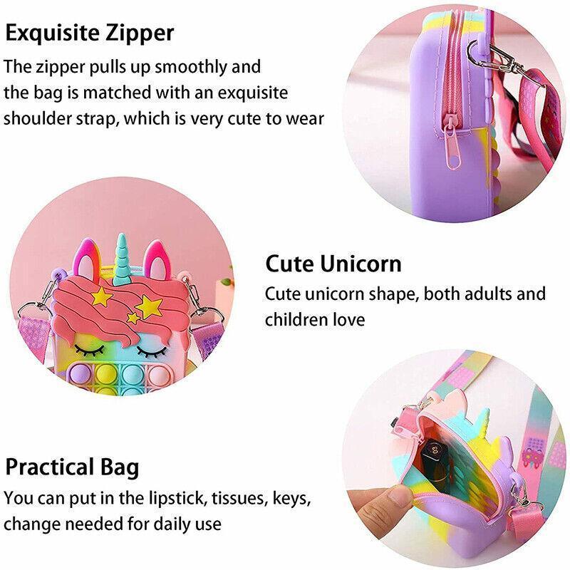 Unicorn Pop It Shoulder Bag for Girls and Women - White - view 4