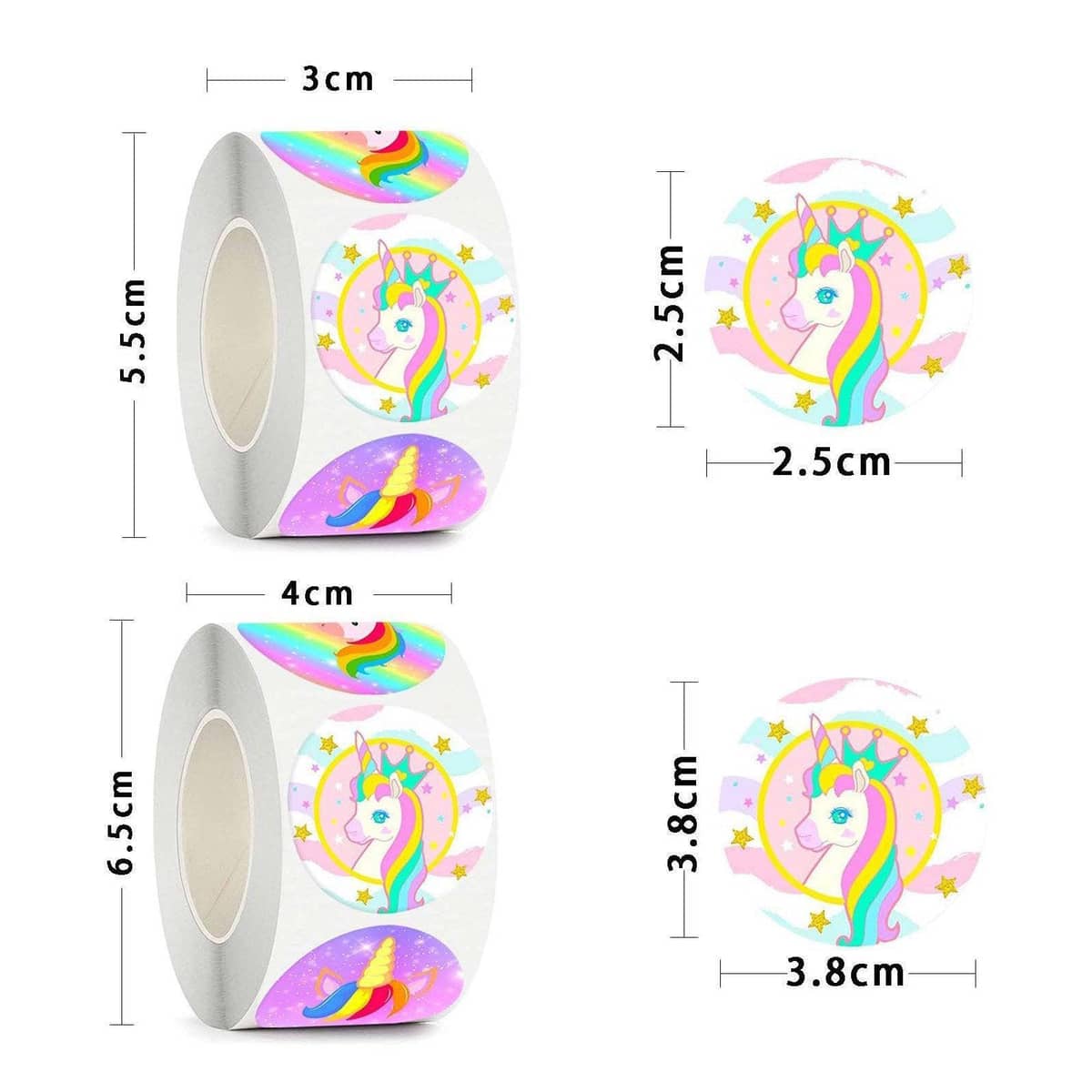 Unicorn Sticker Rolls for School and Crafts - 2.5 cm Stickers, 10 Rolls - view 4