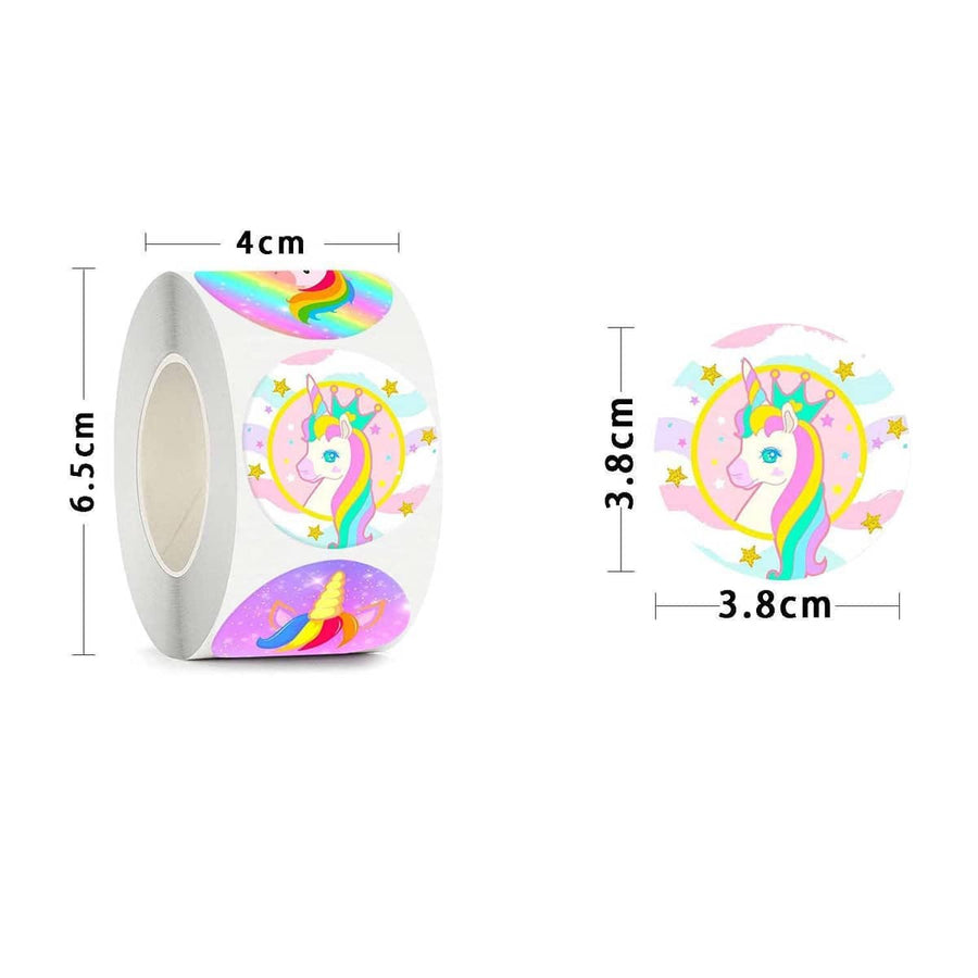 Unicorn Sticker Rolls for School and Crafts - 3.8 cm Stickers, 5 Rolls
