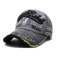 Unisex Distressed Cotton Baseball Cap with Adjustable Strap - Grey