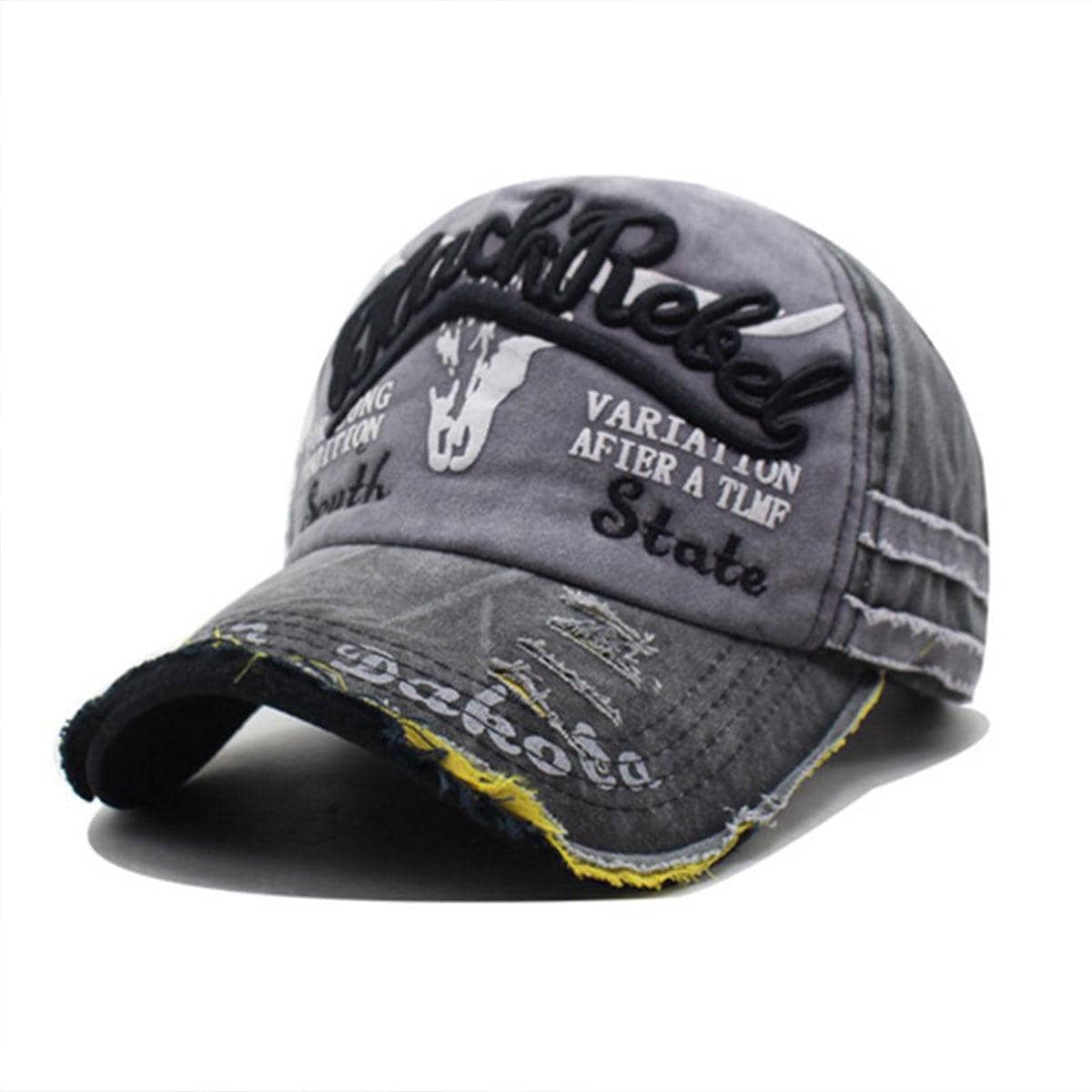 Unisex Distressed Cotton Baseball Cap with Adjustable Strap - Grey