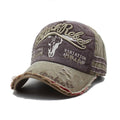 Unisex Distressed Cotton Baseball Cap with Adjustable Strap - Olive Green