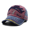 Unisex Distressed Cotton Baseball Cap with Adjustable Strap - Red and Blue