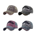 Unisex Distressed Cotton Baseball Cap with Adjustable Strap - Red and Blue - view 4