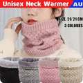 Unisex Knitted Neck Warmer Tube with Thermal Fleece Lining - Black - view 2